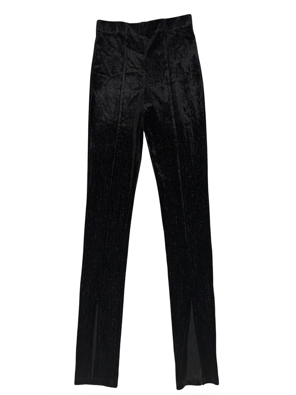 Zara Black Slim Velvet Women’s Ankle Slit Pants